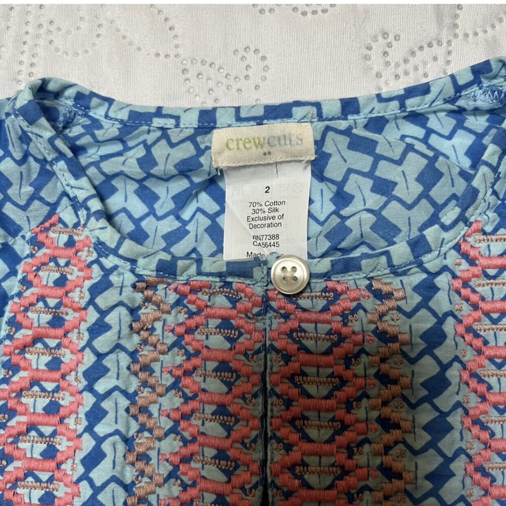 Crewcuts Embroidered Silk Blend Blouse Size 2 - Picture 5 of 5